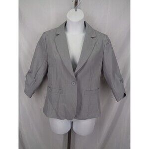 Elleven Gray Ruched 3/4 Sleeve Blazer Jacket Size Medium New